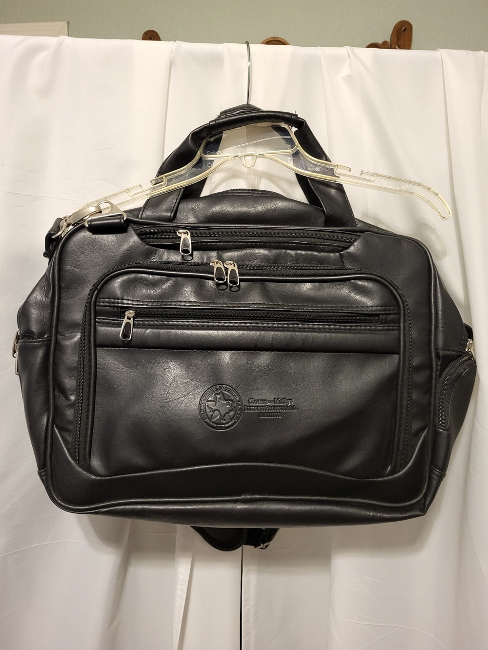 Black Men's Travel Laptop Briefcase with Multiple Zip Pockets